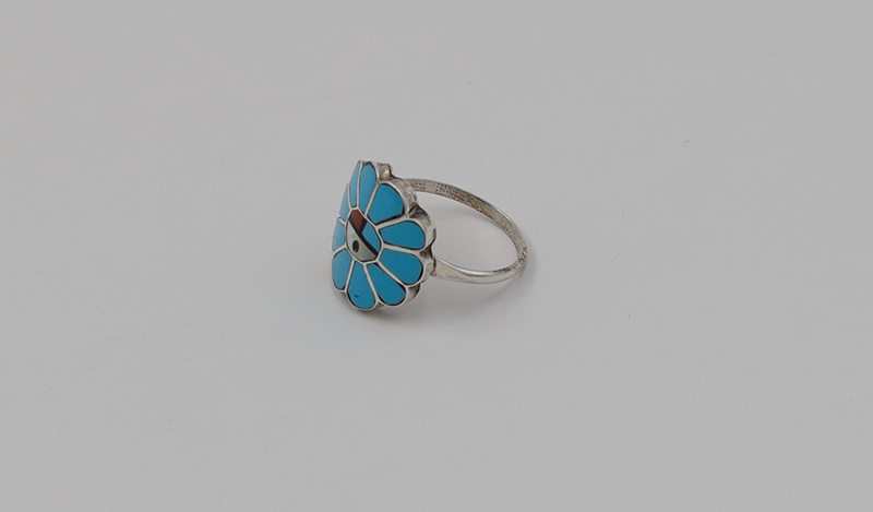 Turquoise Inlay SunFace Ring