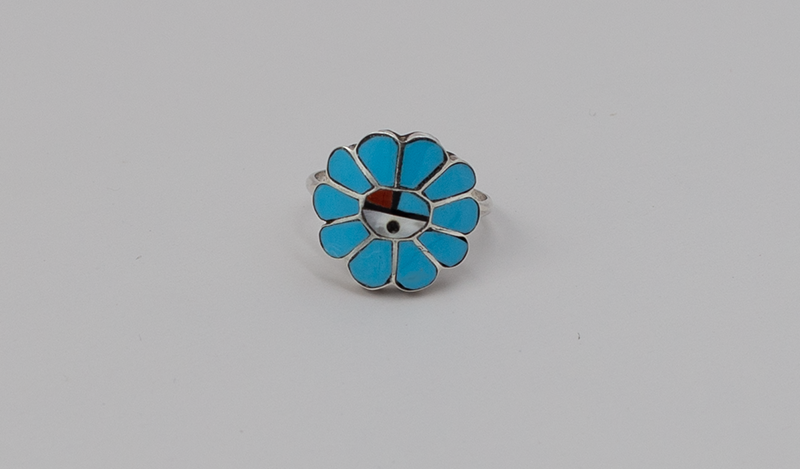 Turquoise Inlay SunFace Ring