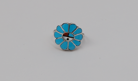 Turquoise Inlay SunFace Ring