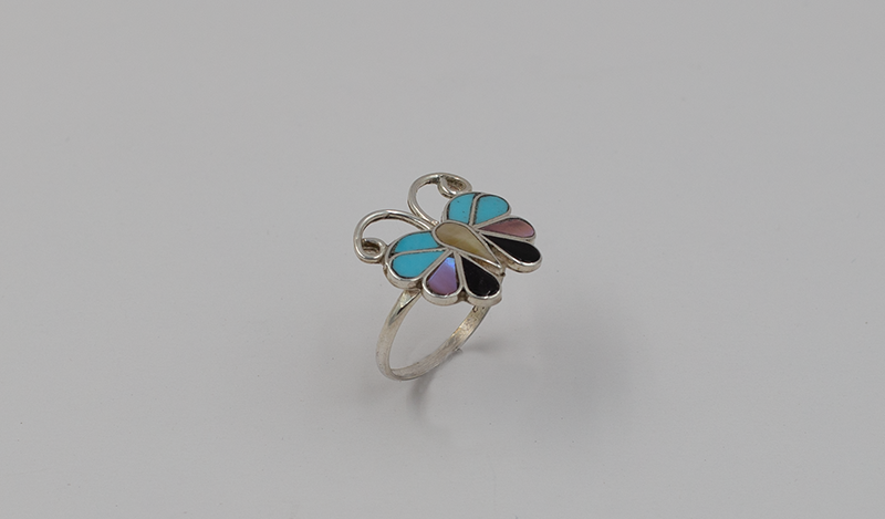 Large Inlay Butterfly with Turquoise and Opal
