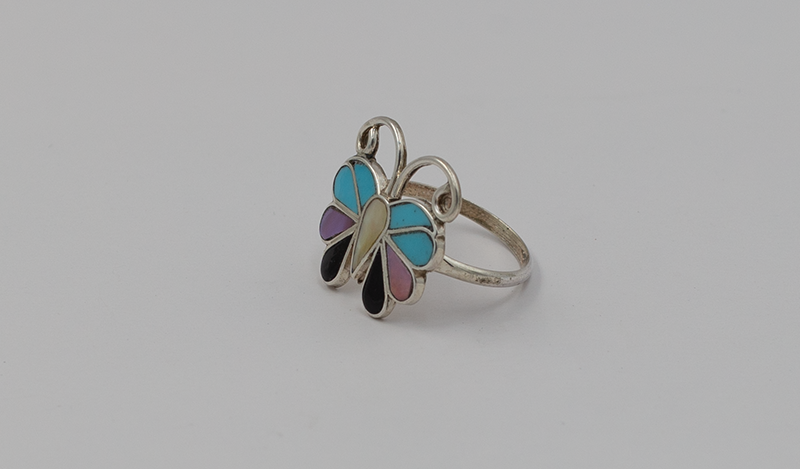 Large Inlay Butterfly with Turquoise and Opal