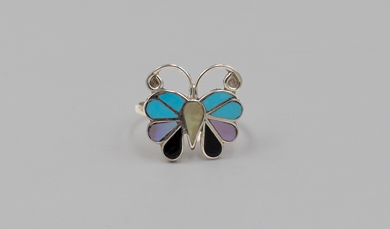 Large Inlay Butterfly with Turquoise and Opal