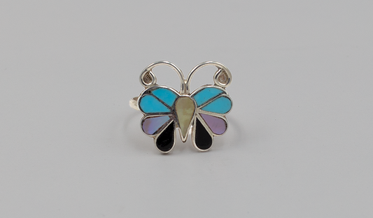 Large Inlay Butterfly with Turquoise and Opal