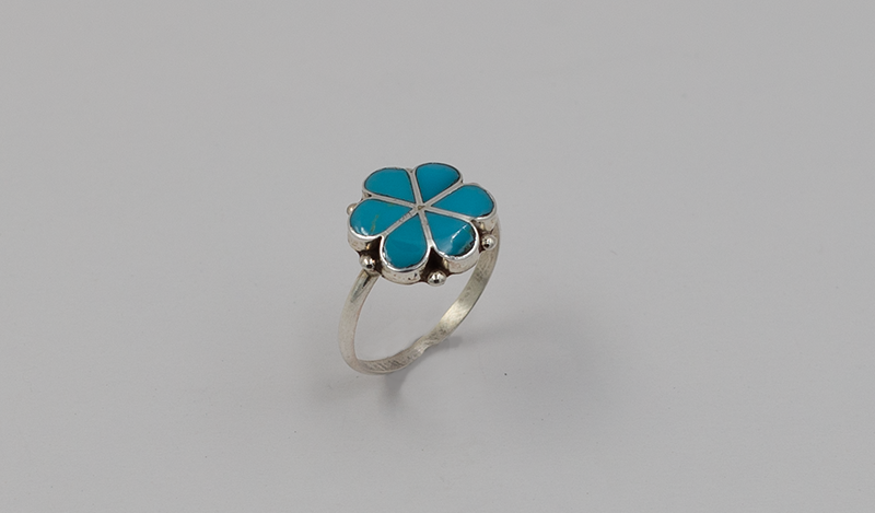 Medium Turquoise Inlay Flower Ring