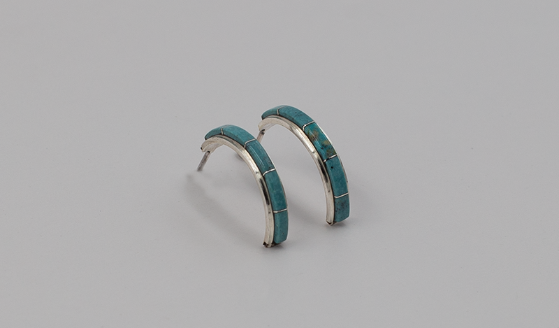 Zuni Inlay Half Hoop Earrings