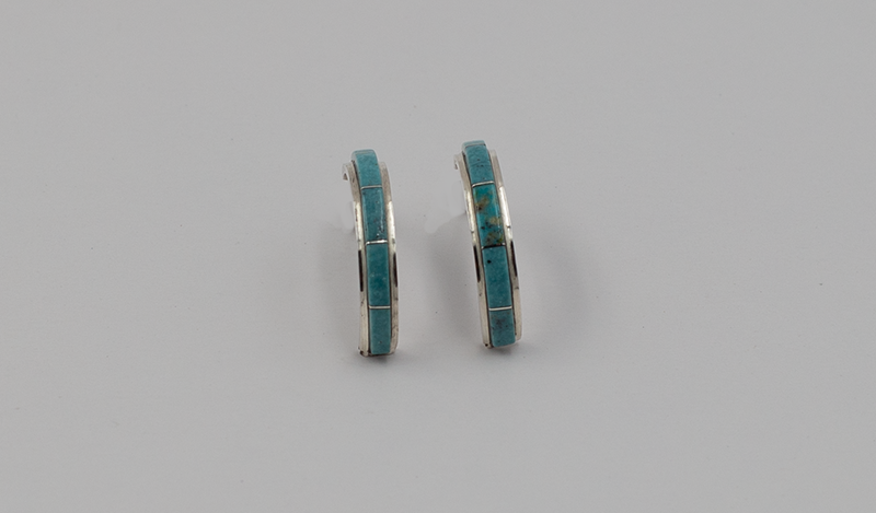 Zuni Inlay Half Hoop Earrings