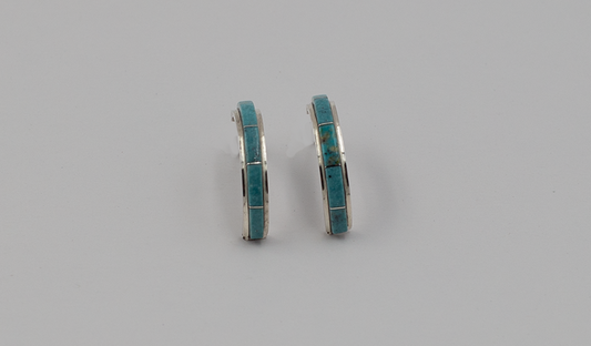 Zuni Inlay Half Hoop Earrings