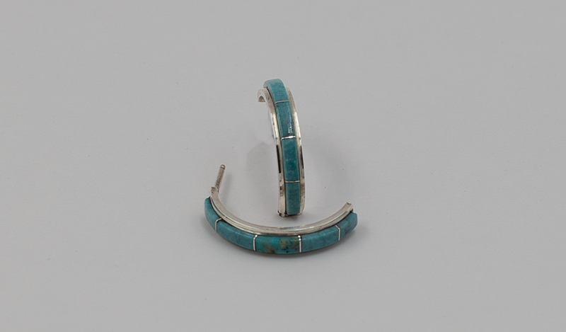 Zuni Inlay Half Hoop Earrings