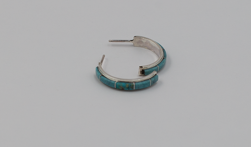 Zuni Inlay Half Hoop Earrings