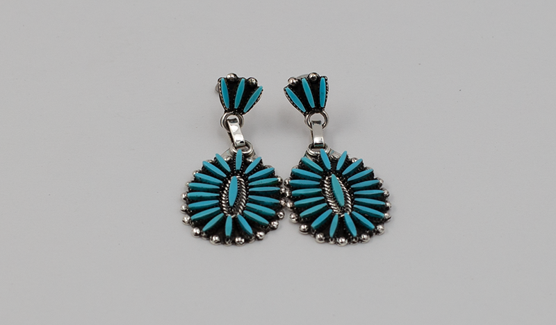 Oval Drop Needlepoint Earrings