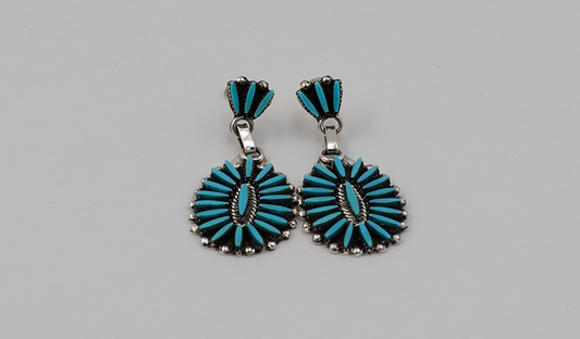 Oval Drop Needlepoint Earrings