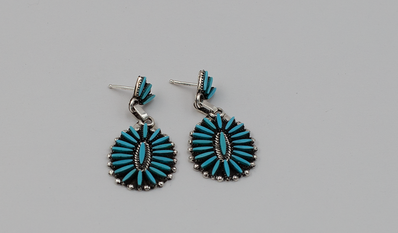 Oval Drop Needlepoint Earrings
