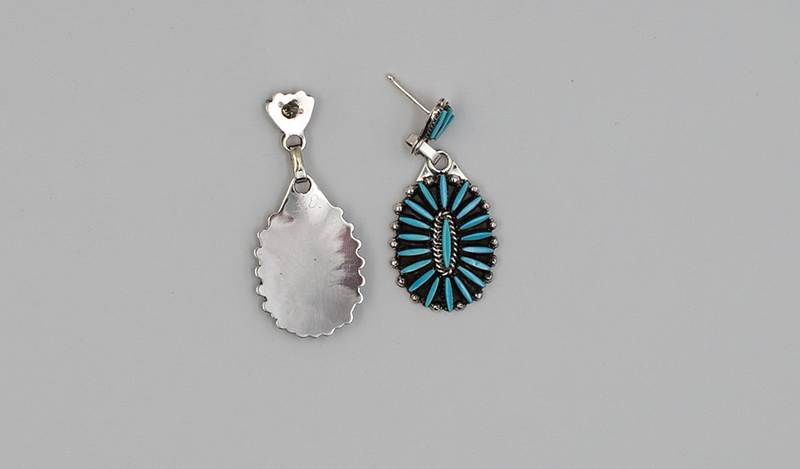 Oval Drop Needlepoint Earrings