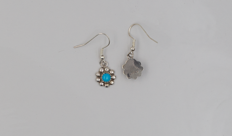 Sterling Silver and Turquoise Drop Flower Earring