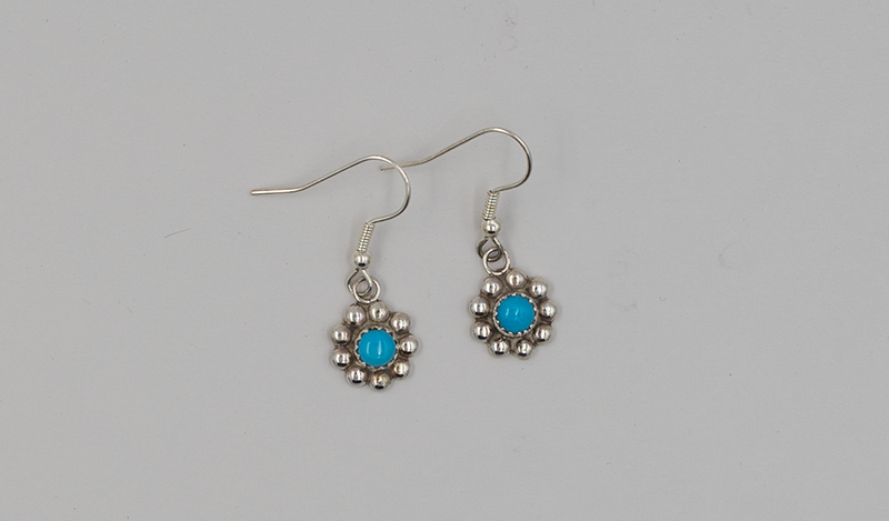 Sterling Silver and Turquoise Drop Flower Earring