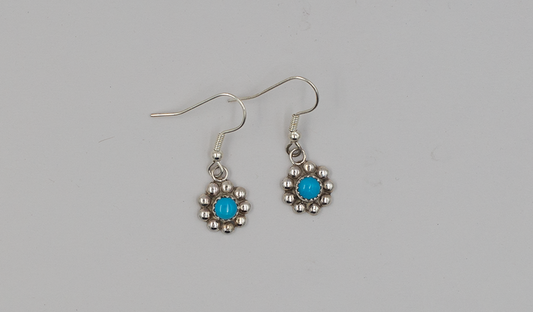 Sterling Silver and Turquoise Drop Flower Earring