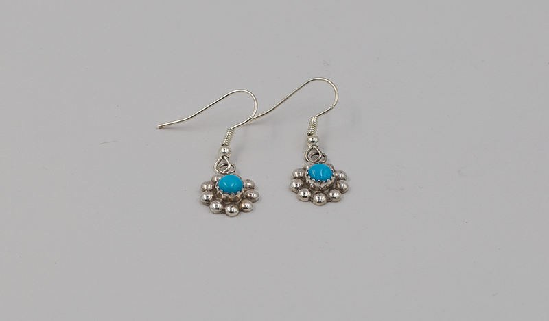 Sterling Silver and Turquoise Drop Flower Earring