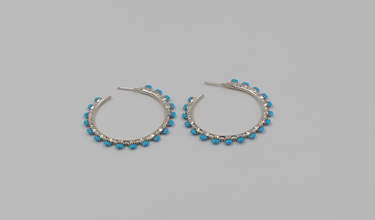 18 Stone Petit Point Zuni Hoop Earrings