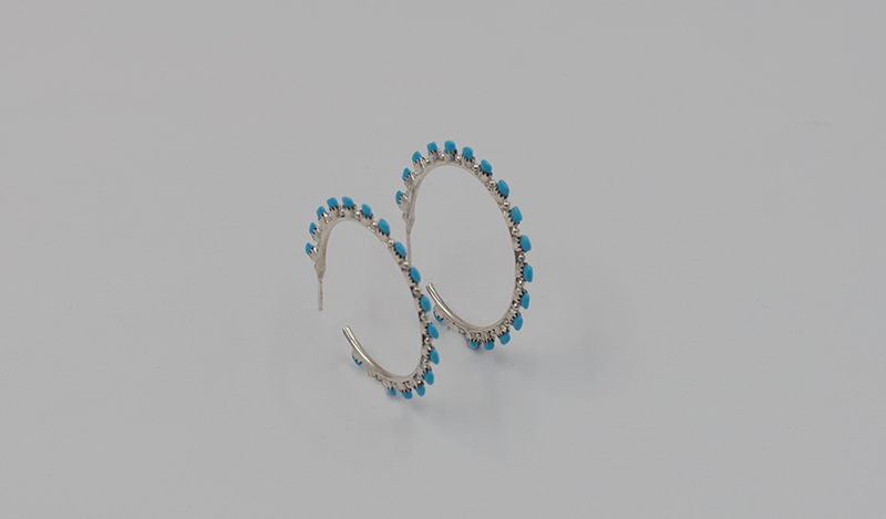18 Stone Petit Point Zuni Hoop Earrings