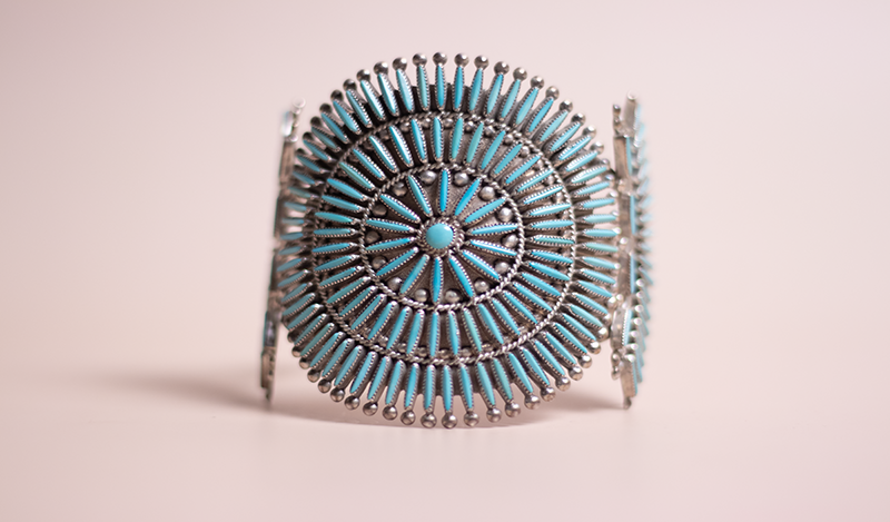 Large 1970s Zuni Needlepoint Cuff