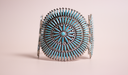 Large 1970s Zuni Needlepoint Cuff
