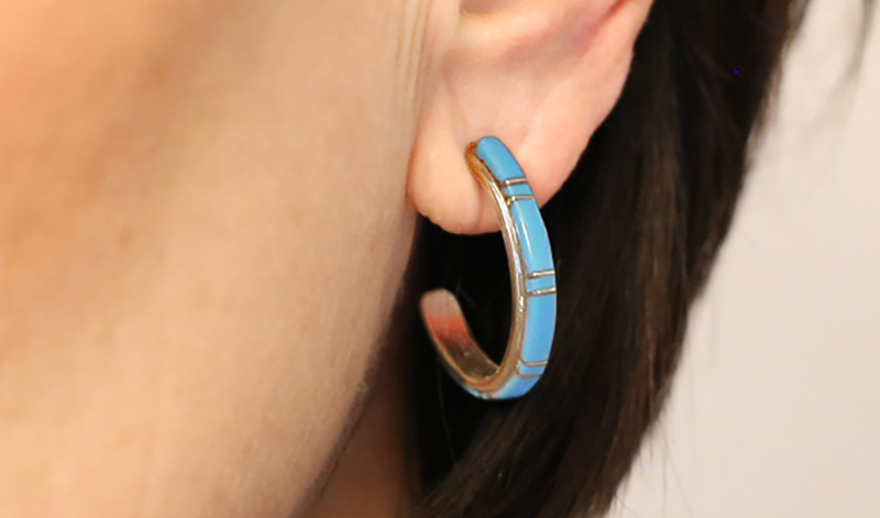 Zuni Turquoise Channel Earrings