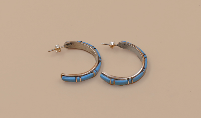 Zuni Turquoise Channel Earrings