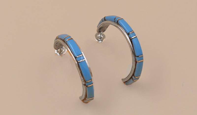 Zuni Turquoise Channel Earrings