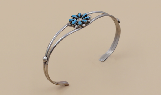 Simple Vintage Zuni Flower Cuff