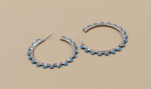 18 Stone Petit Point Zuni Hoop Earrings