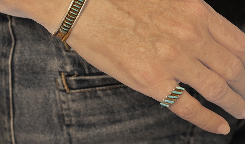 1960s Angle Set Petit Point Ring