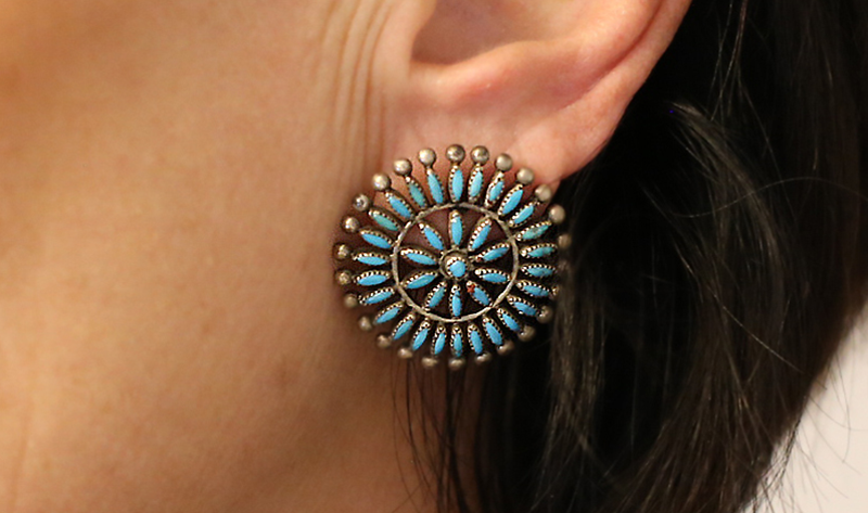 1970's Petit Point Cluster Earrings