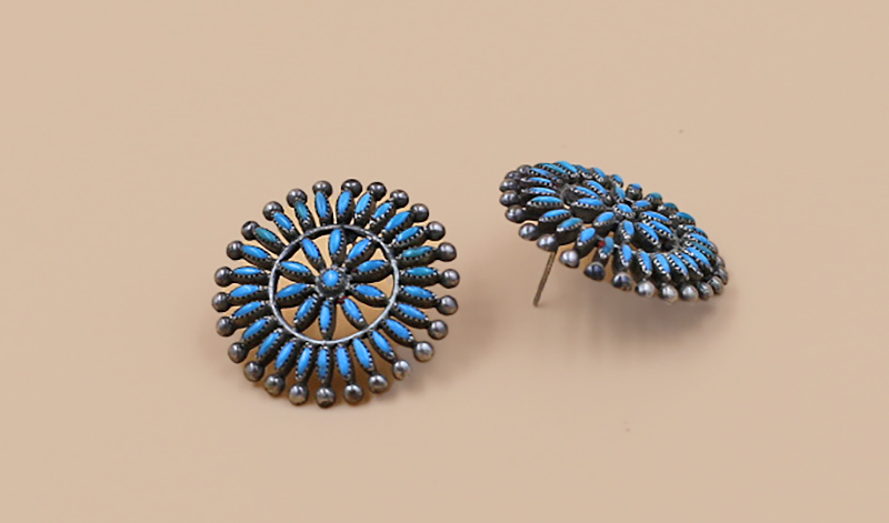 1970's Petit Point Cluster Earrings