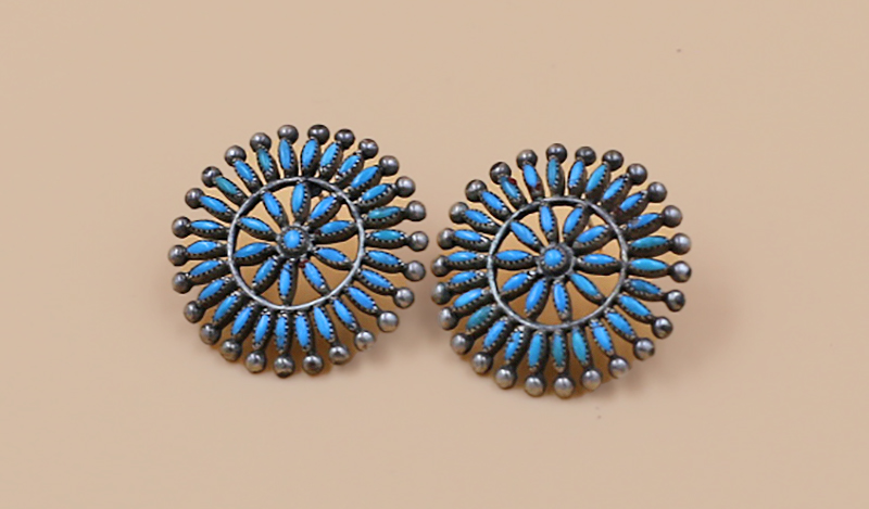 1970's Petit Point Cluster Earrings