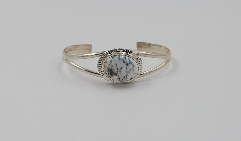 Single Stone White Buffalo Cuff