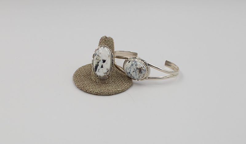 Single Stone White Buffalo Cuff