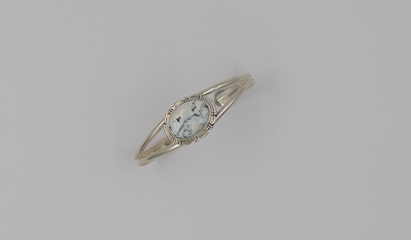 Handstamped Bezel White Buffalo Cuff