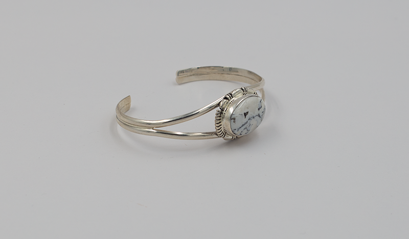 Handstamped Bezel White Buffalo Cuff