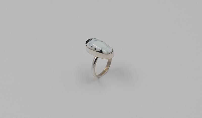 Large Teardrop White Buffalo Ring