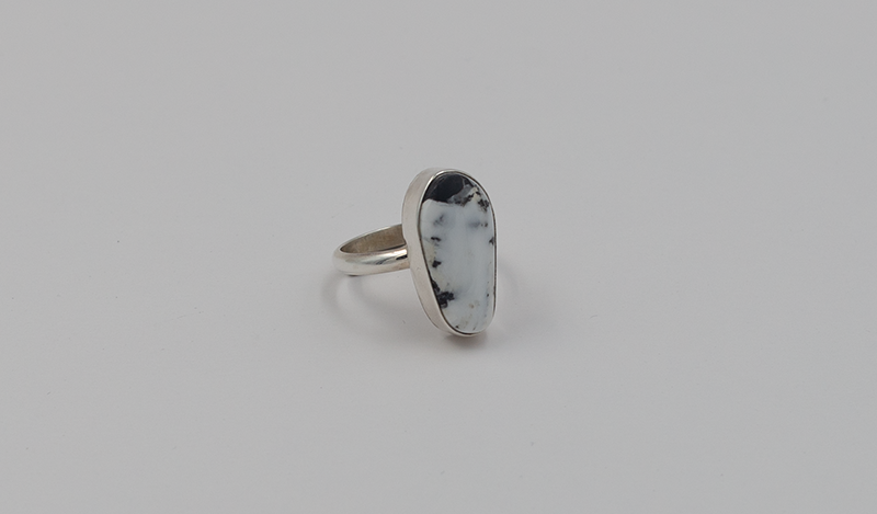 Large Teardrop White Buffalo Ring