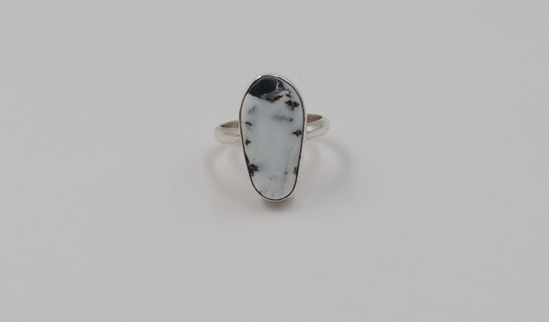 Large Teardrop White Buffalo Ring