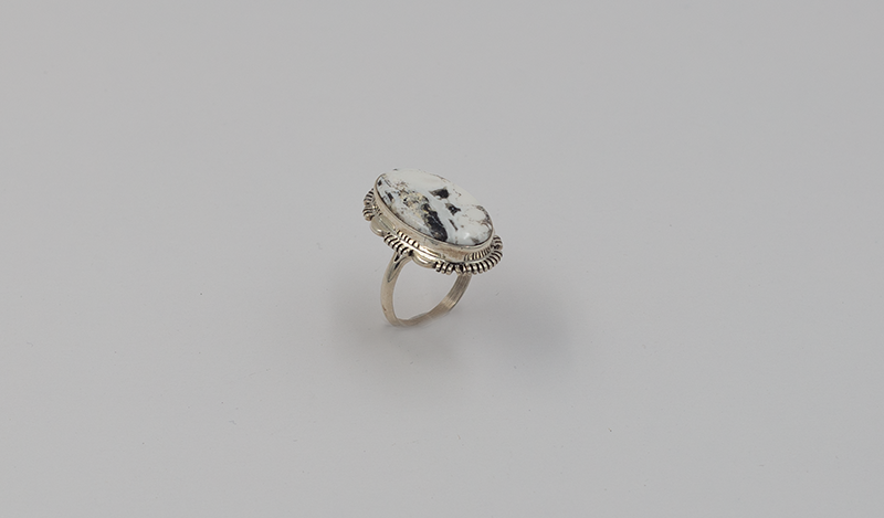 Large Oval White Buffalo Ring