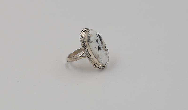 Large Oval White Buffalo Ring