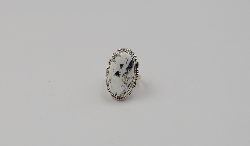 Large Oval White Buffalo Ring