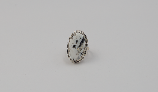 Large Oval White Buffalo Ring