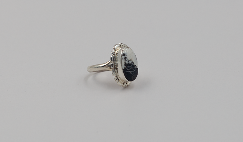 Small Oval White Buffalo Ring