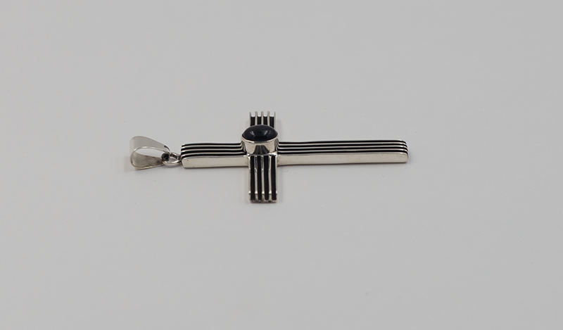 Onyx and Sterling Silver Cross