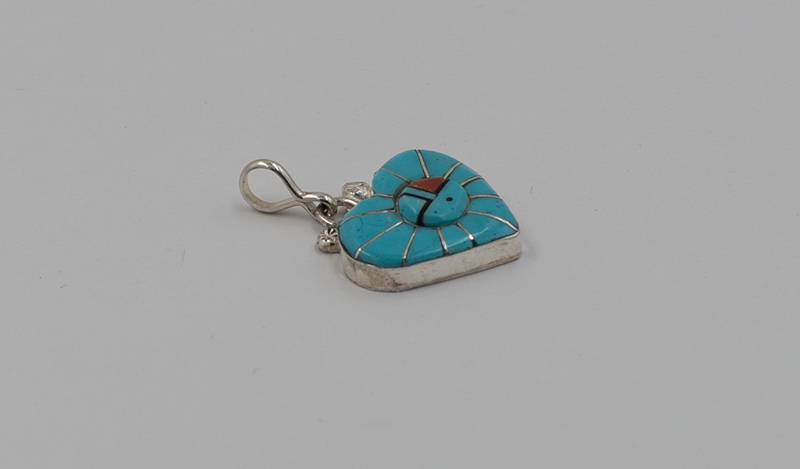 Turquoise and Coral Sunface Pendant