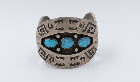 Vintage 1970's 3 Stone Overlay Cuff