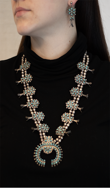 Vintage Zuni Squash Blossom Necklace Set
